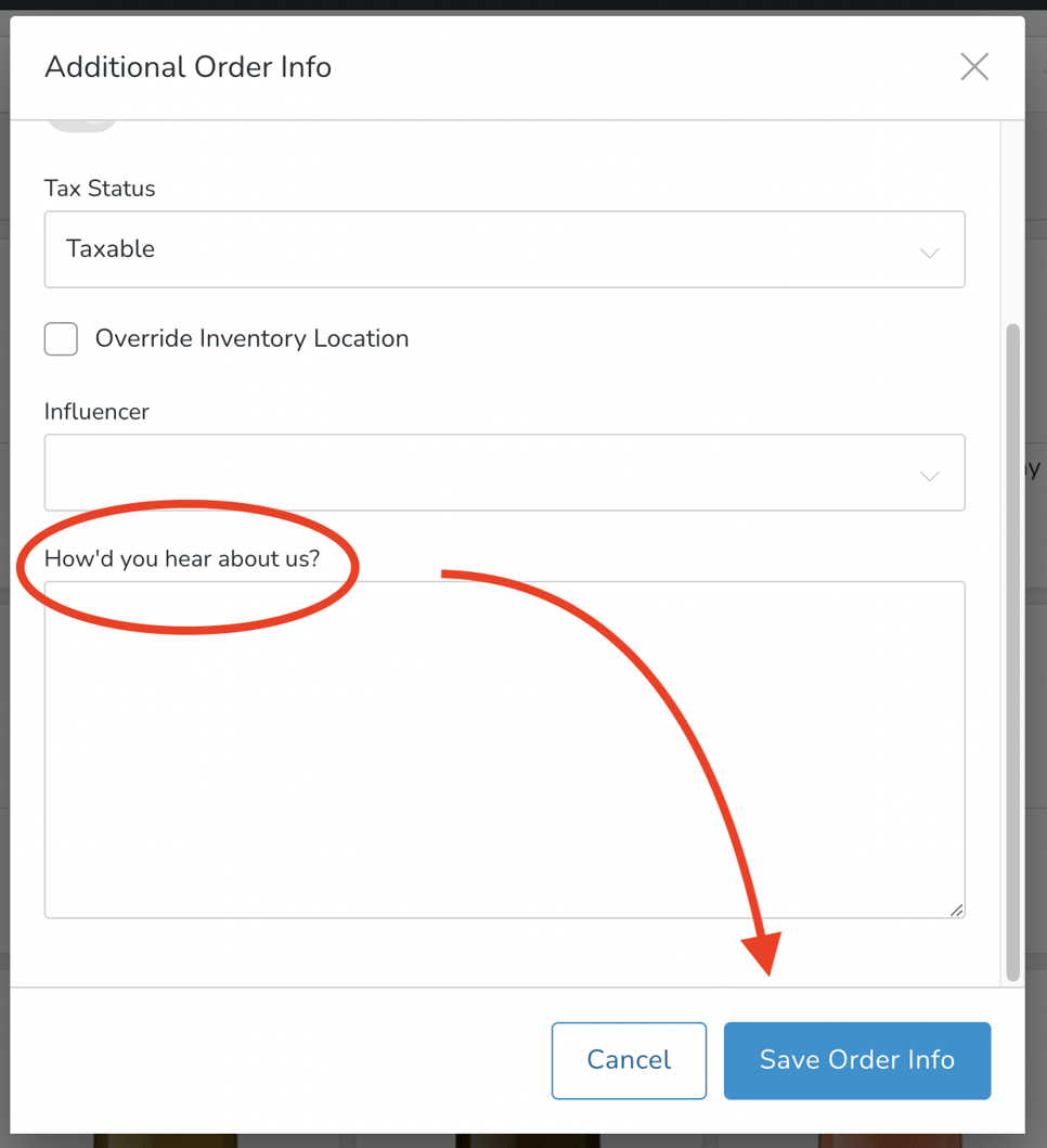 Creating Custom Fields for an Order