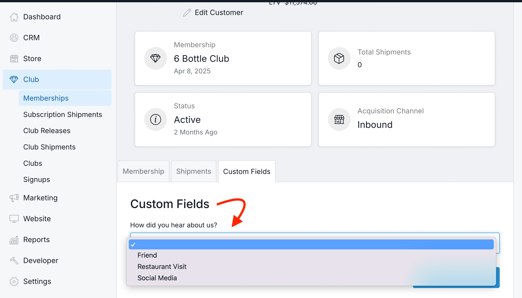 Creating Custom Fields for Club Membership