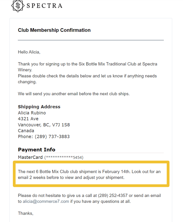 Thank you for your club signup - alicia@commerce7.com - Commerce7 Mail