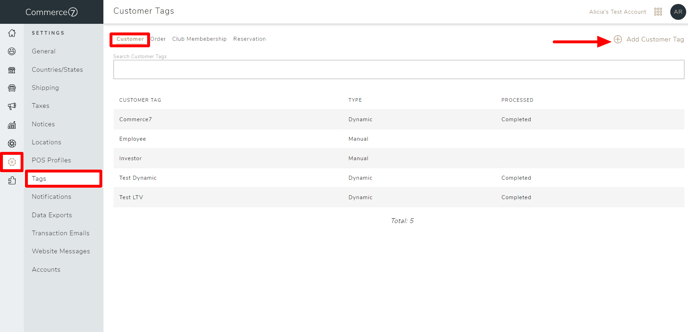 add customer tag