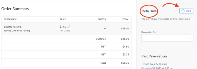 add meta data button