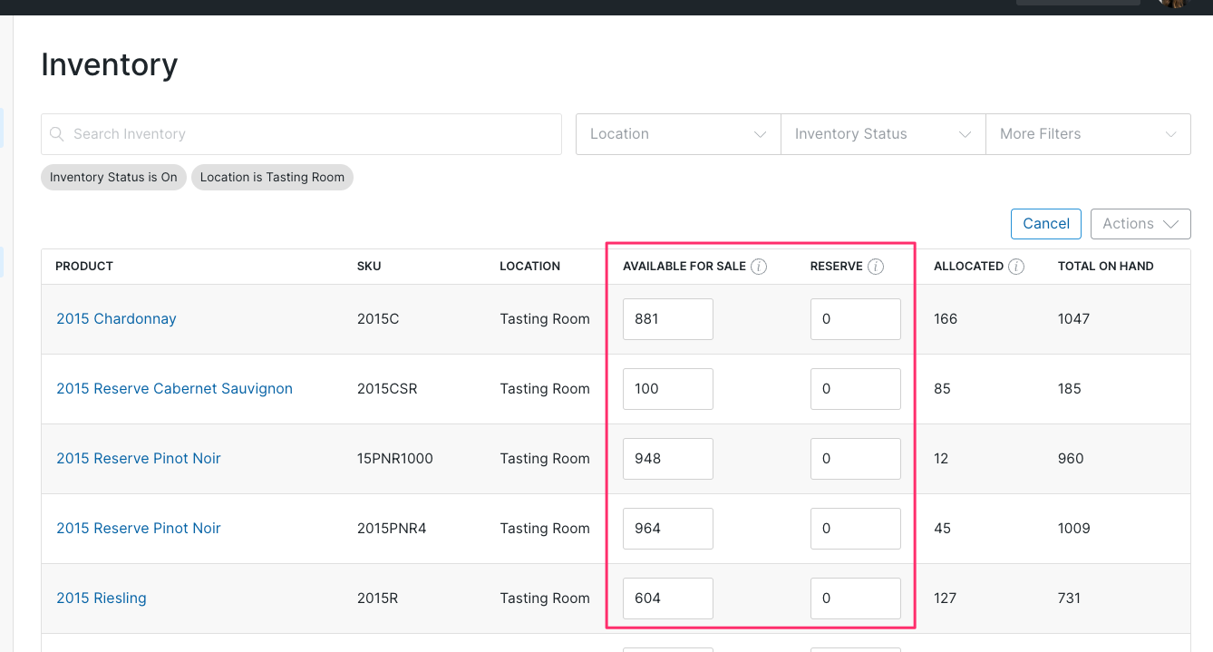 Editing/Resetting Inventory Count in Bulk