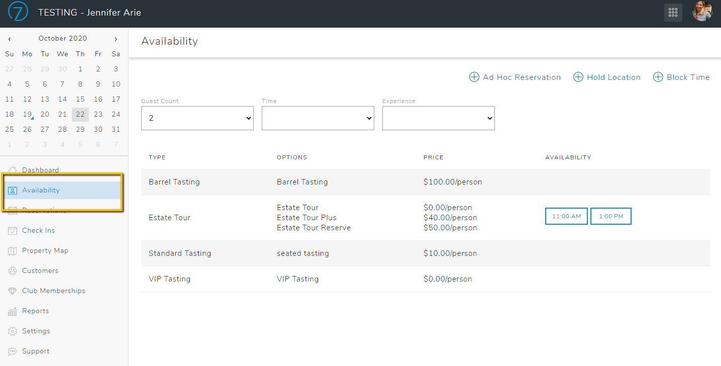 Booking Reservations From the Backend (Using the Availability Section).